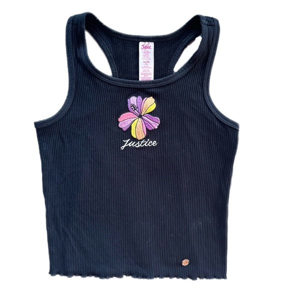 Justice Girls Sporty Racerback Ribbed  Tank Top Black Size 10 - Picture 1 of 4